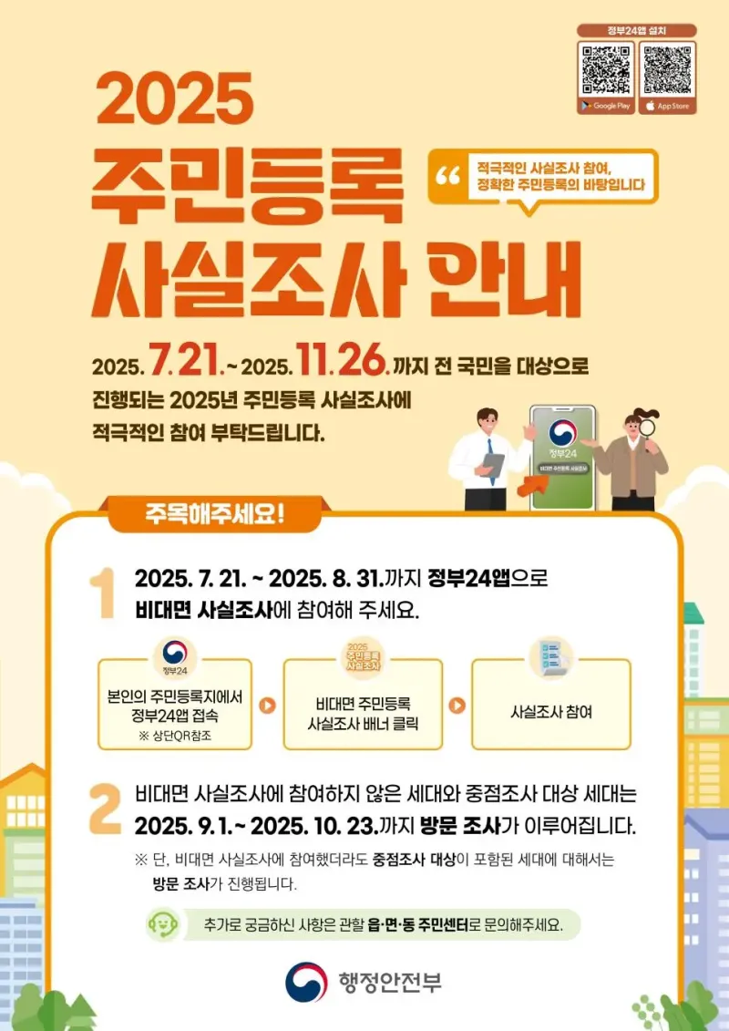 주민등록 사실조사 안하신분들 하세요~